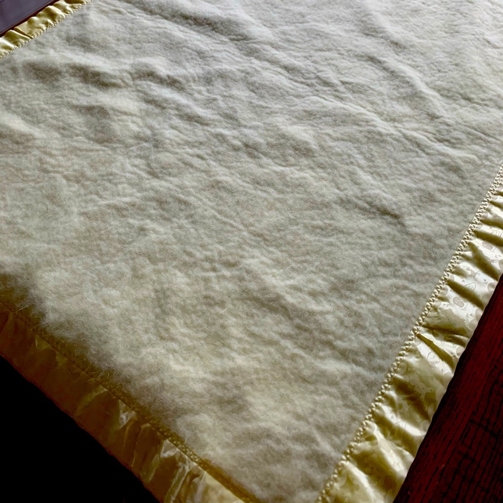 Vintage Rosebud Baby Infant Acrylic Blanket With Trim Lovey Blankey